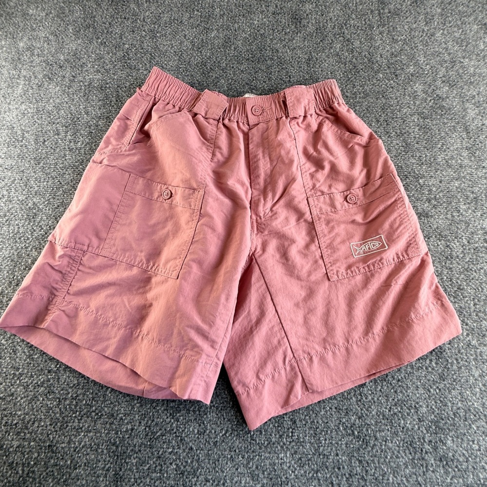 AFTCO Mens Fishing Shorts Pink Elastic Waist Utility Cargo Outdoor M21 0723